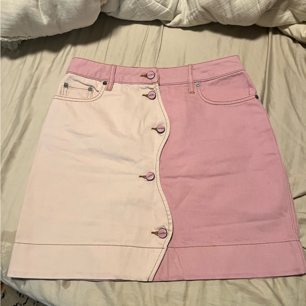 GANNI two-toned denim skirt